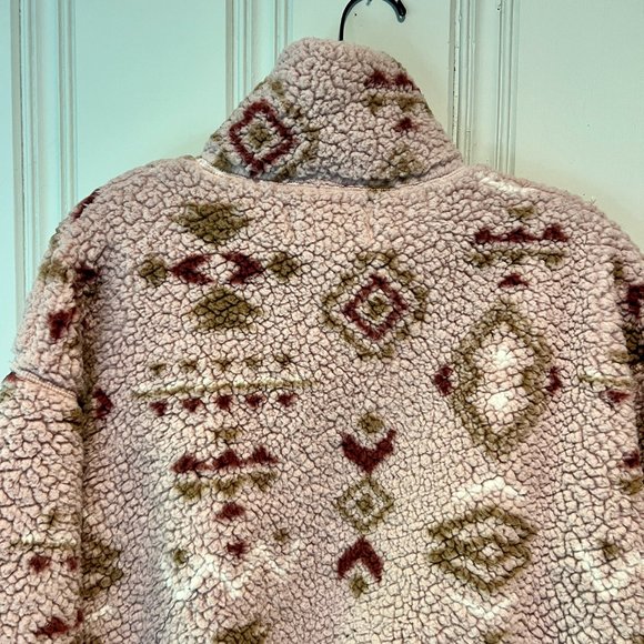Love Tree Pink Aztec Print Super Plush Pullover 1/4 Zip Top - Picture 11 of 13